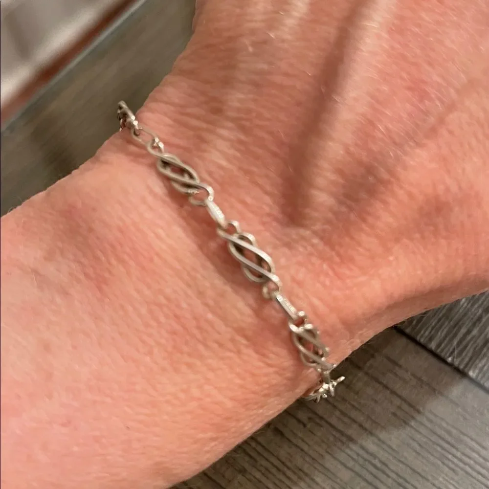 Vintage Style Sterling Silver Celtic Chain Bracelet 7 3/8” approx
